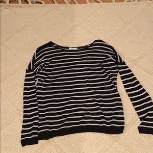 Vince navywhite striped cotton lightweight sweater